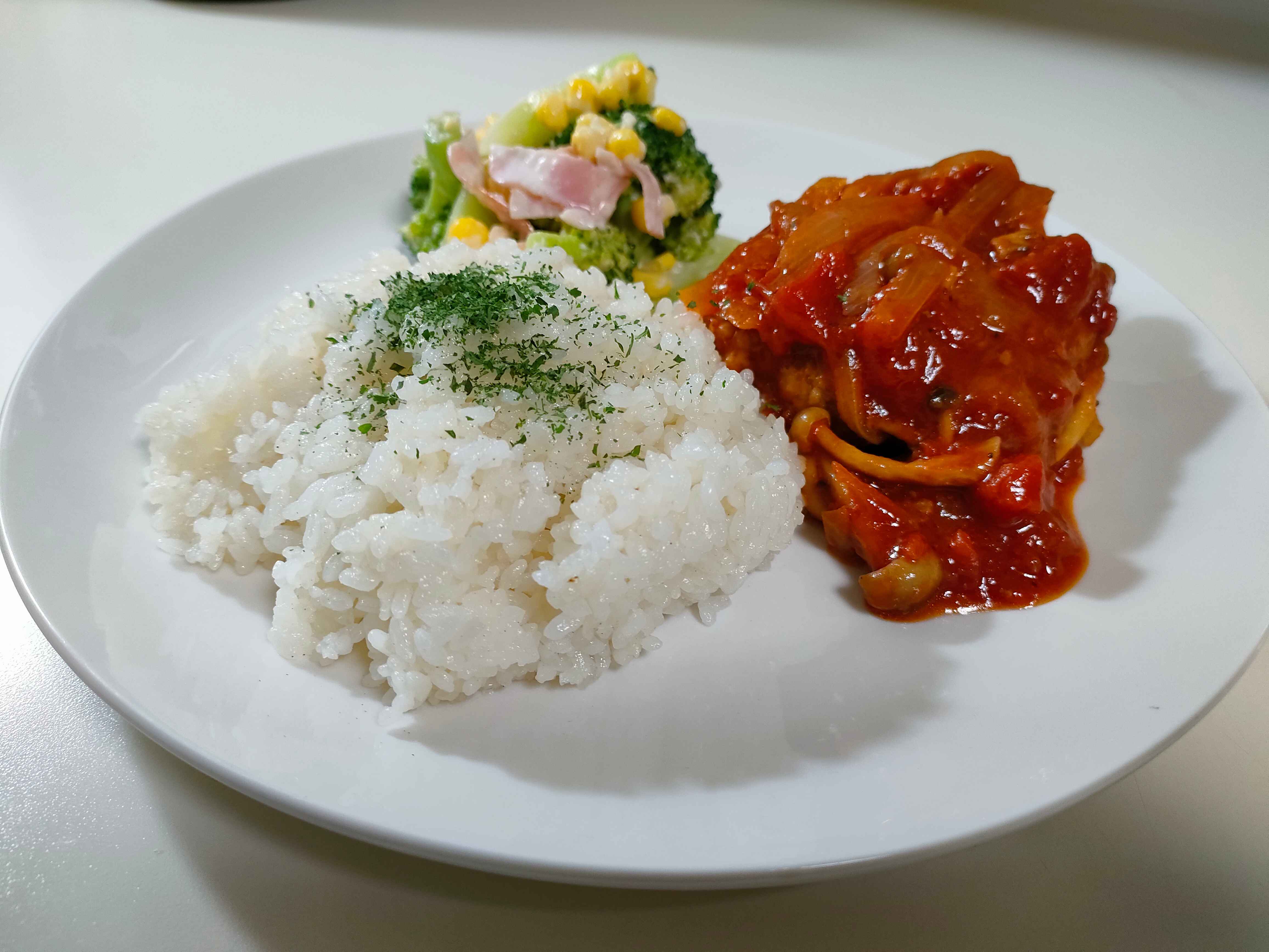 ある日の夕食　煮込みハンバーグ