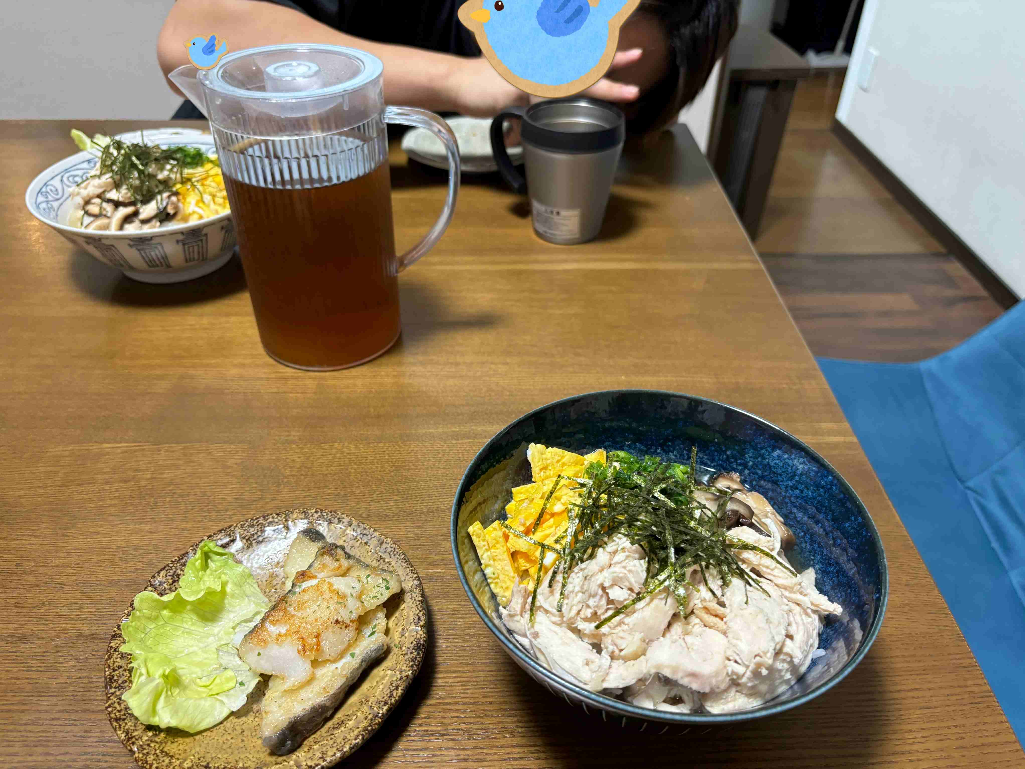 夕食「鶏飯」「鱈のムニエル」